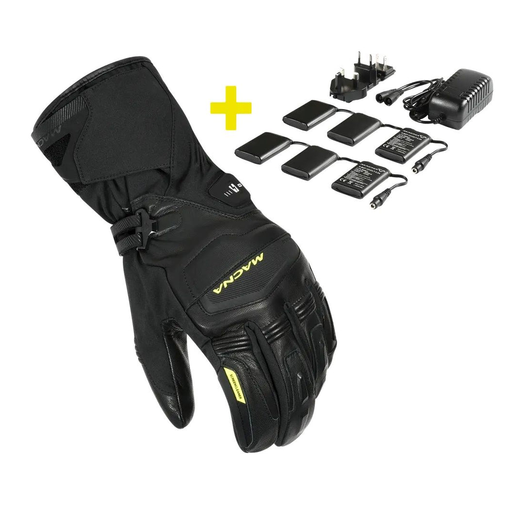 motorcycle glove macna azra rtx kit electric heated softflex goat leather black screen cleaner touring adventure adv front