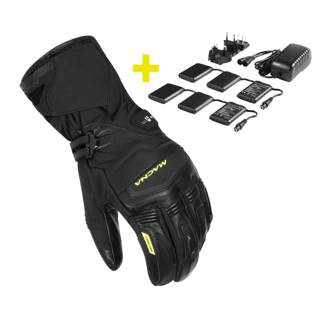 motorcycle glove macna azra rtx kit electric heated softflex goat leather black screen cleaner touring adventure adv front