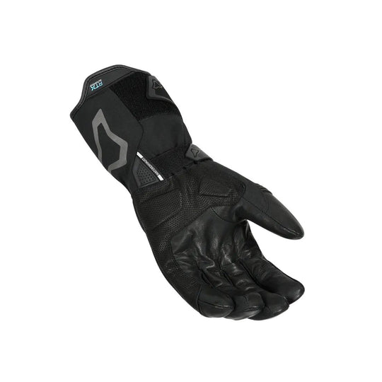 motorcycle glove macna azra rtx electric heated softflex goat leather black screen cleaner touring adventure adv back