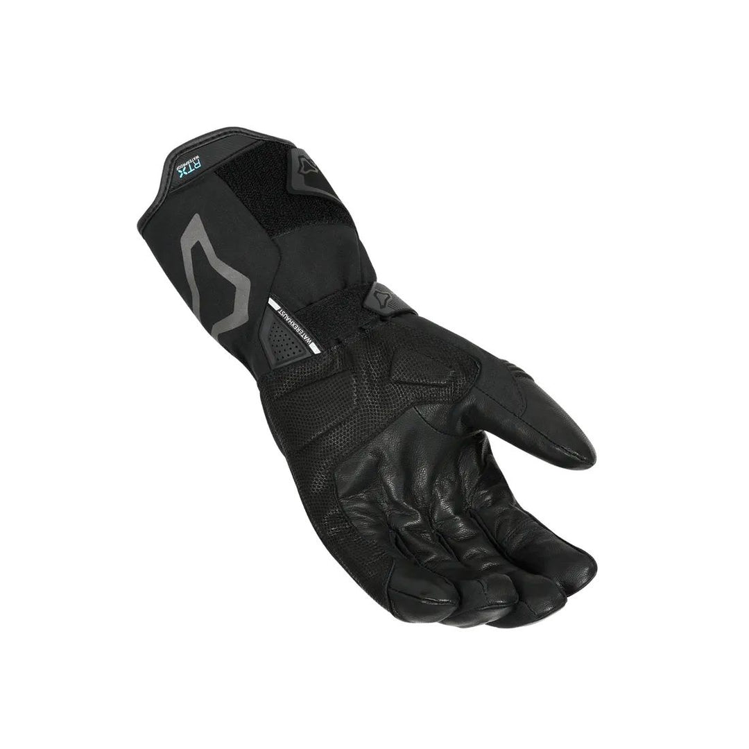 motorcycle glove macna azra rtx electric heated softflex goat leather black screen cleaner touring adventure adv back