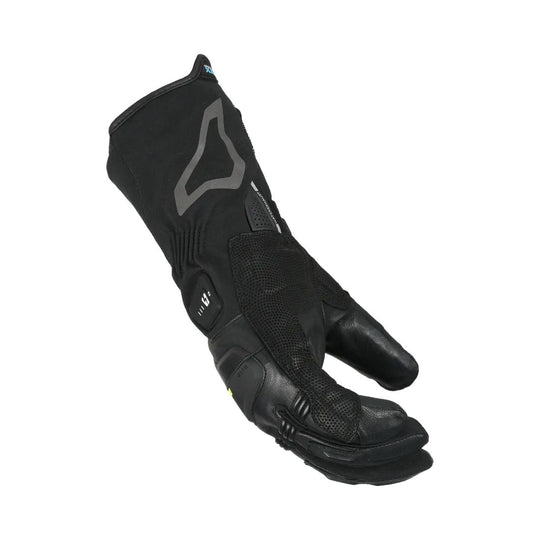 motorcycle glove macna azra rtx  electric heated softflex goat leather black screen cleaner touring adventure adv side