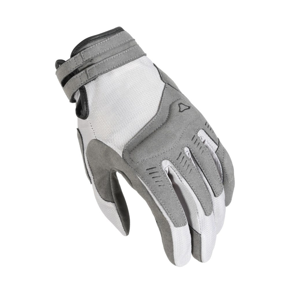 motorcycle gloves macna darko white gray ergo thumb grip print eva knuckle tpr palm beige gray 