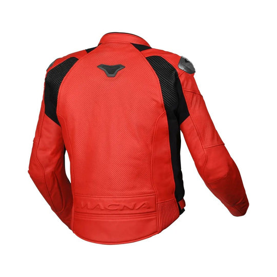 motorcycle jacket macna aviant air leather buffalo risc armax belt loop perforated red touring adventure adv  back