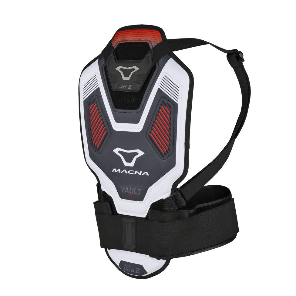 motorcycle jacket macna vault backprotector back protector level 2 eva 3d mesh belt white red black touring adventure adv front