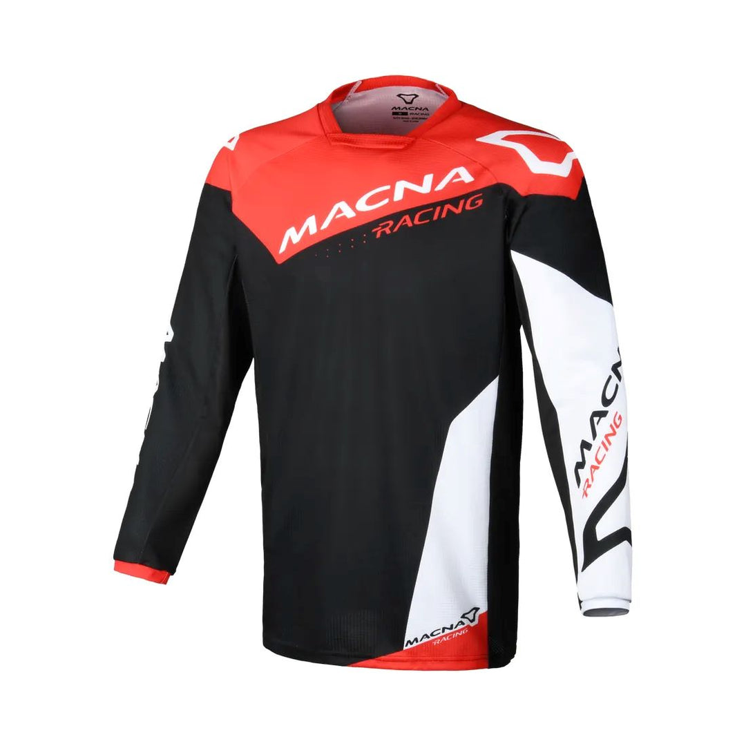 motorcycle shirt macna backyard ventilation mesh black red touring adventure adv front