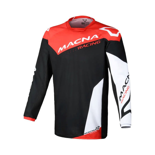 motorcycle shirt macna backyard ventilation mesh black red touring adventure adv front
