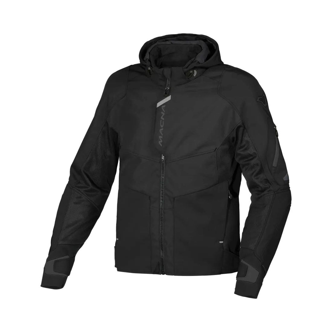 motorcycle jacket macna beacon waterproof ventilation vents black sport naked touring adventure adv front