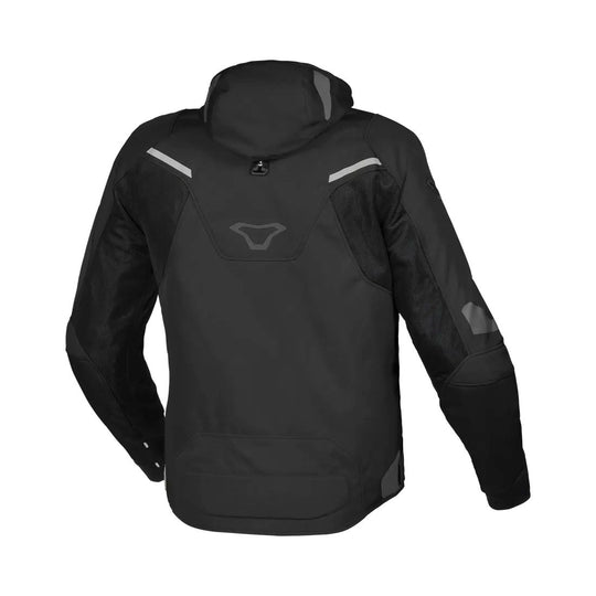 motorcycle jacket macna beacon waterproof ventilation vents black sport naked touring adventure adv back
