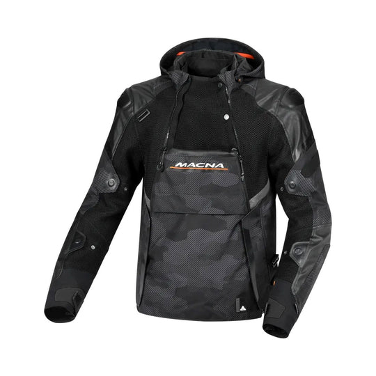 motorcycle jacket macna bradical waterproof liner raintex mesh laminated ventilation vents hoodie black touring adventure adv front vent
