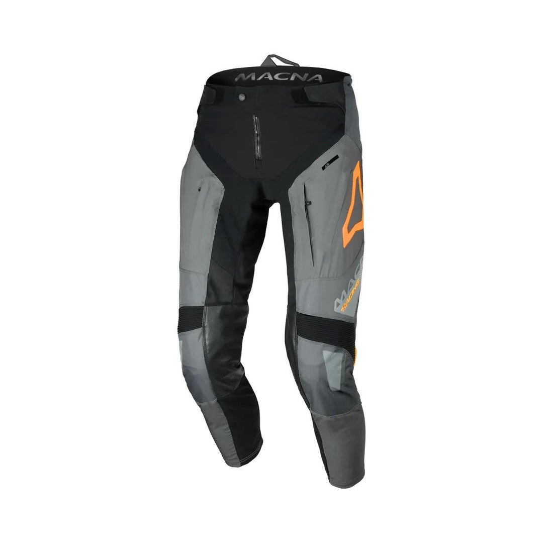 motorcycle pants macna chameleon vents ventilation mesh black gray orange gloves pants jacket socks touring adventure adv front