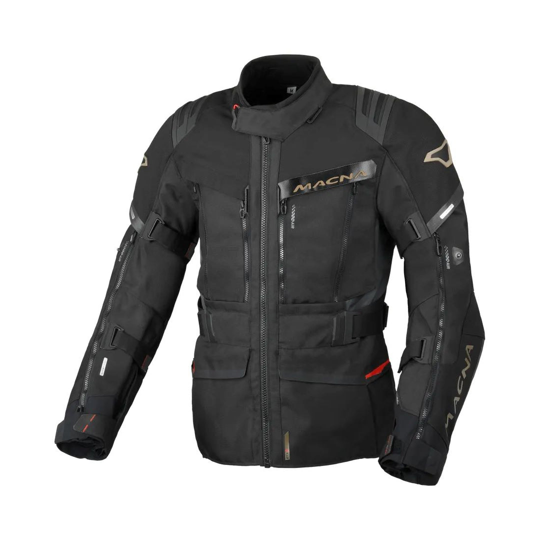 motorcycle jacket macna waterproof nighteye thermo vents ventilation epg kidney belt touring adventure adv front