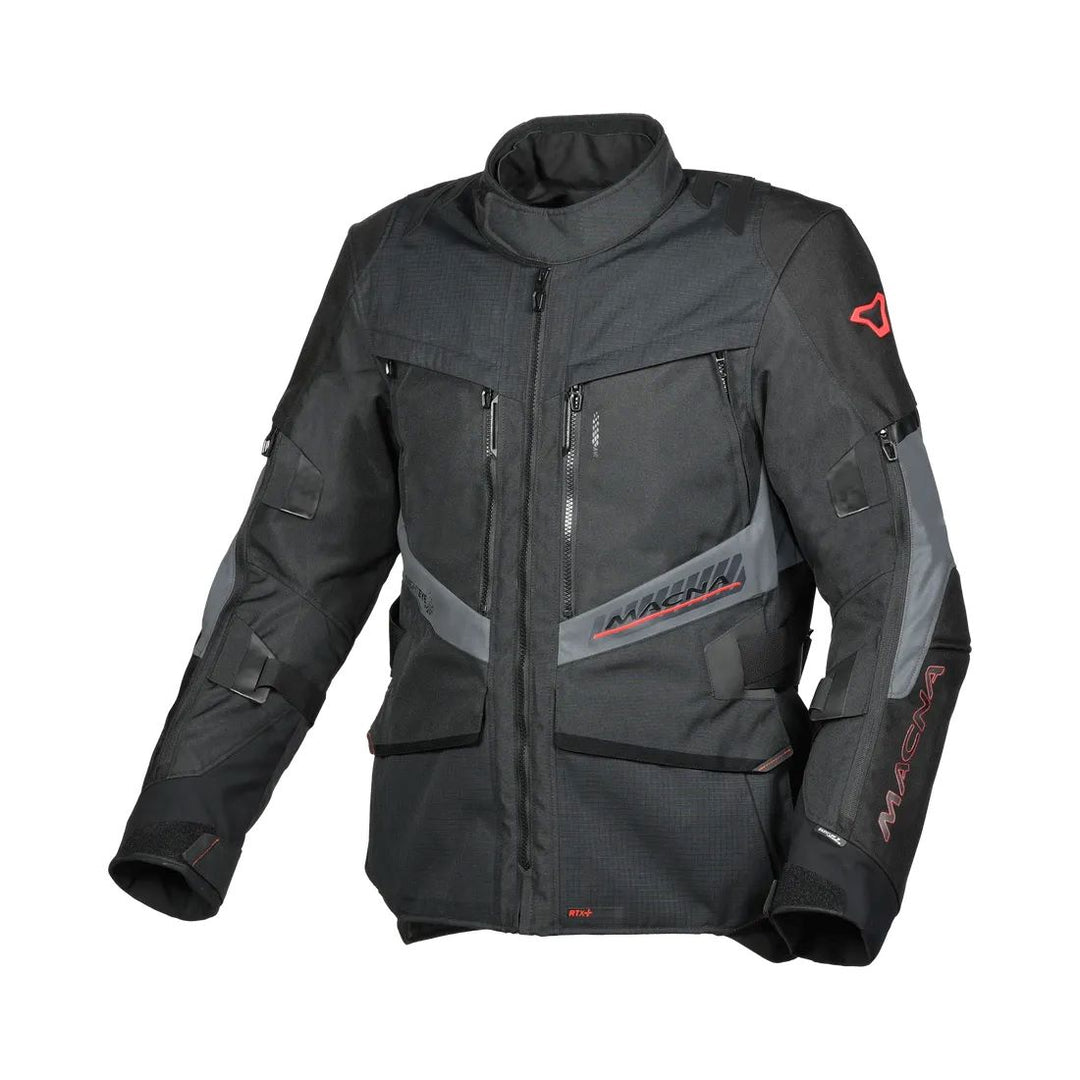 motorcycle jacket macna domane mesh thermos raintex nighteye epg vision tech black touring adventure adv front