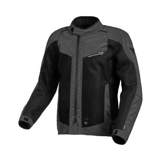 motorcycle jacket macna empire vents ventilation waterproof nighteye raintex black touring adventure adv front