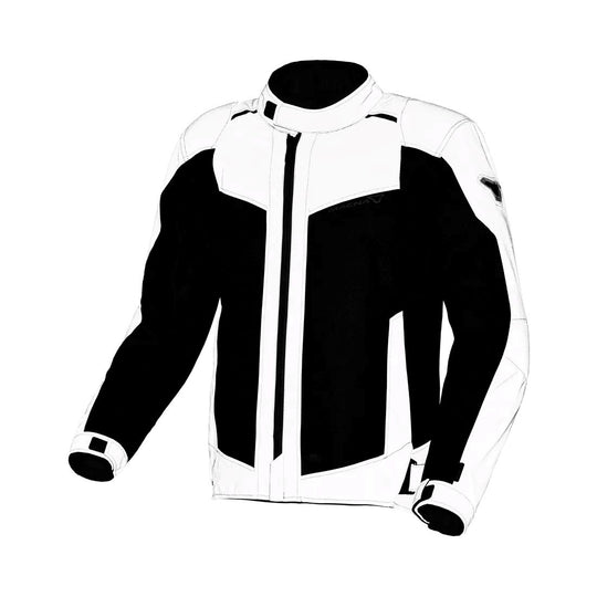 motorcycle jacket macna empire vents ventilation waterproof nighteye raintex black touring adventure adv front