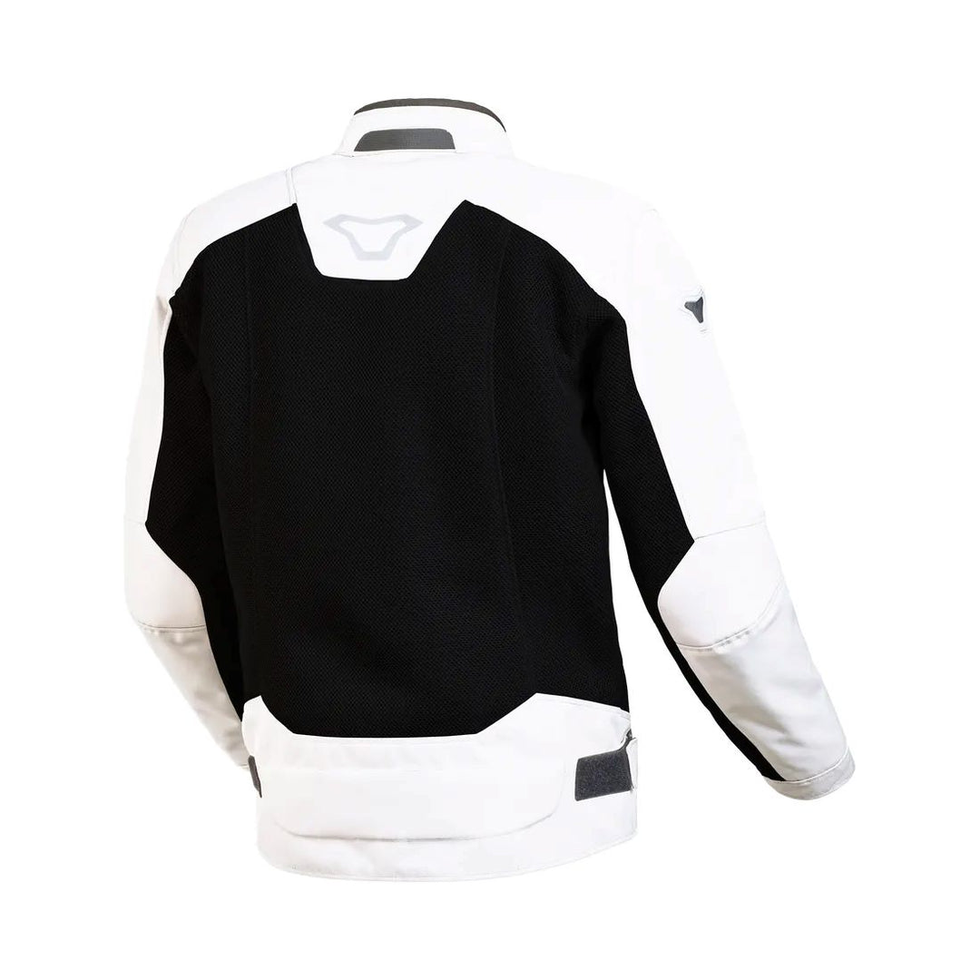 motorcycle jacket macna empire vents ventilation waterproof nighteye raintex black touring adventure adv back