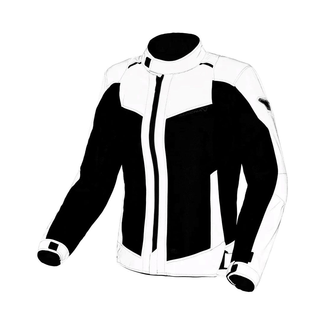 motorcycle jacket macna empire womens vents ventilation waterproof nighteye raintex light gray touring adventure adv front