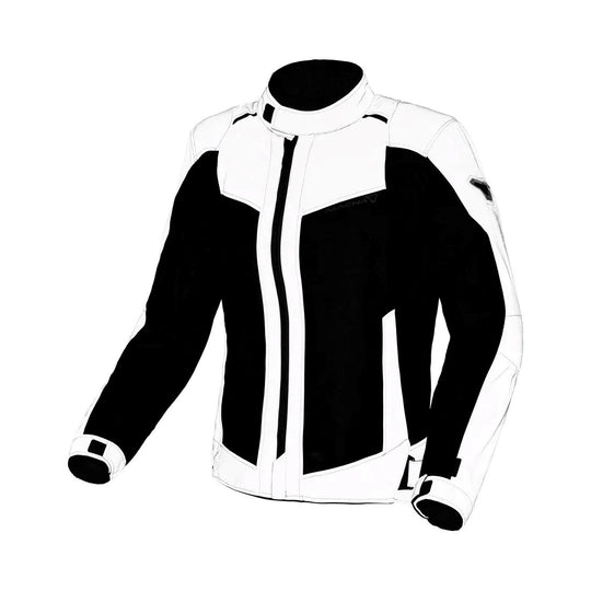 motorcycle jacket macna empire womens vents ventilation waterproof nighteye raintex light gray touring adventure adv front