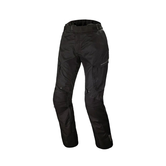 motorcycle pants macna forge womens waterproof raintex mesh heat shield waist lock black touring adventure adv front