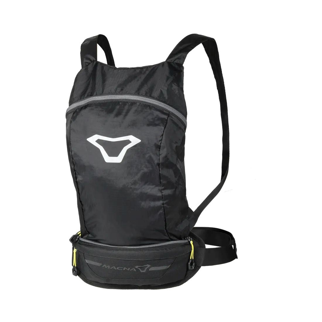 macna motorcycle storage backpack hip bag foldable reflective anti slip adjustable ripstop black 