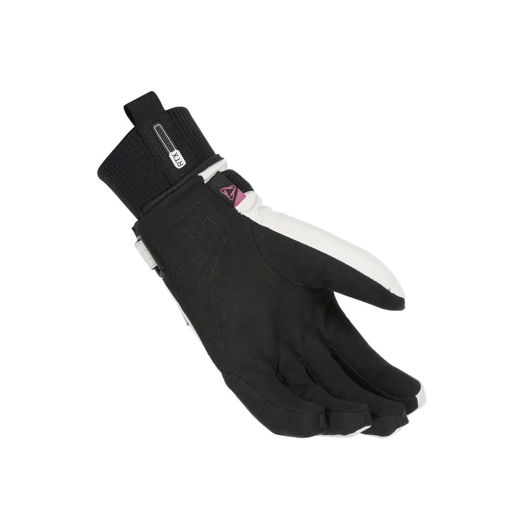 motorcycle gloves macna horizon womens waterproof thermos softshell leather light gray black touring adventure adv palm

