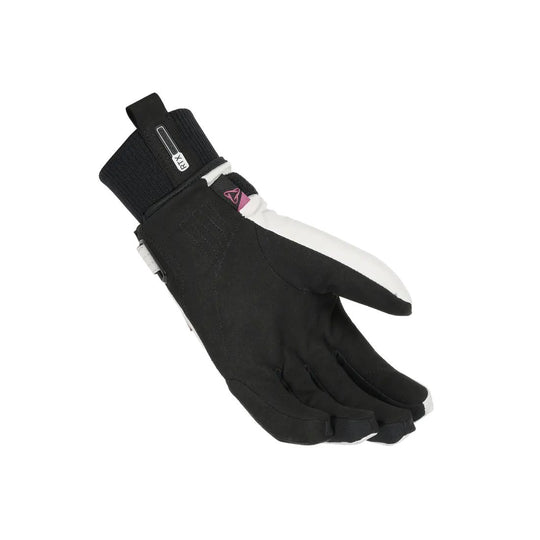 motorcycle gloves macna horizon womens waterproof thermos softshell leather light gray black touring adventure adv palm
