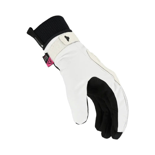 motorcycle gloves macna horizon womens waterproof thermos softshell leather light gray black touring adventure adv side