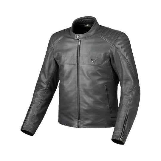 motorcycle jacket macna lance 2.0 l ventilation vents summer risc cow leather gray grey touring adventure adv front