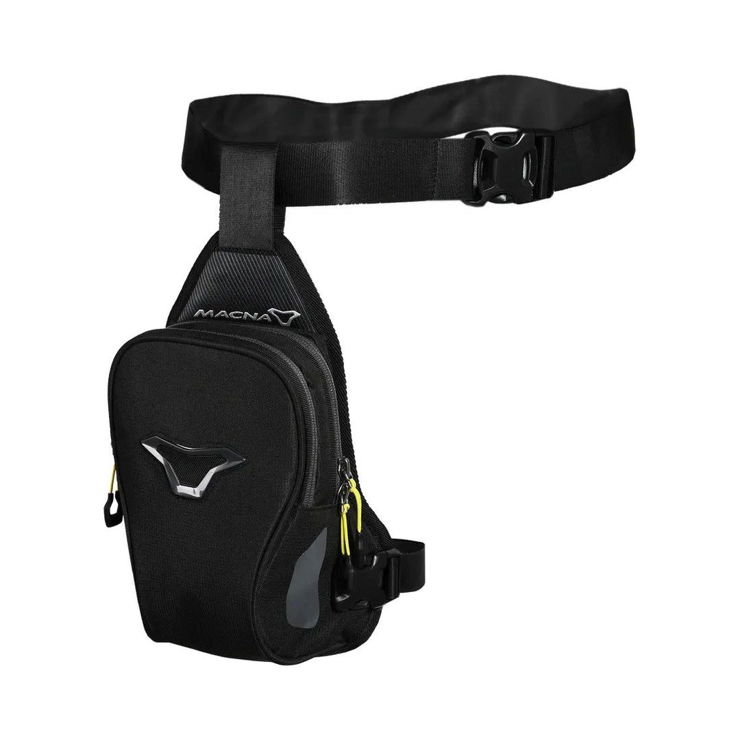 motorcycle leg bag waterproof rolltop closure grip print black touring adventure adv front