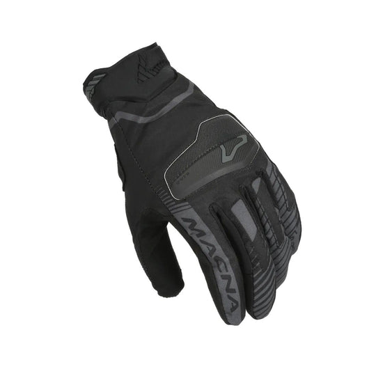 motorcycle gloves macna lithic touch tip gel grip print ergo thumb TPR knuckle EVA black touring adventure adv top
