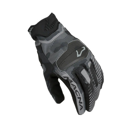 motorcycle gloves macna lithic wtouch tip gel grip print ergo thumb TPR knuckle EVA black camo touring adventure adv top