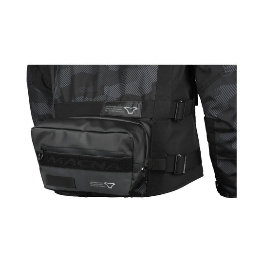 motorcycle hip bag muhb night eye nighteye waterproof black touring adventure adv front worn
