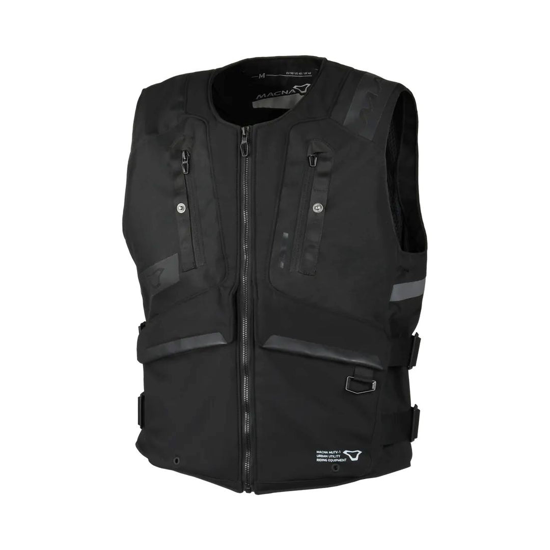 motorcycle vest macna mutv-1 ce chest back protector prepared air pockets black touring adventure adv front