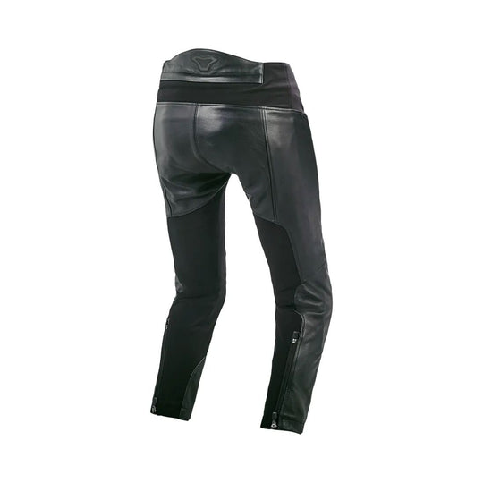 motorcycle pants macna mohita womens leather stretch cow leather knee hip protection hot weather summer mesh black touring adventure adv back