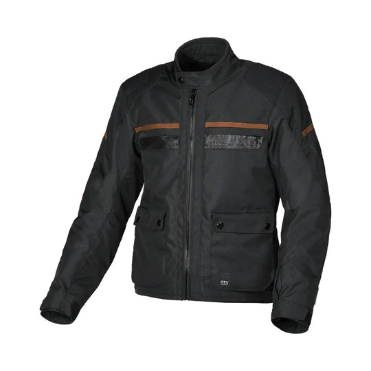 motorcycle jacket macna oryon raintex mesh laminated detachable thermos RISC reflection air vents ventilation black touring adventure adv front