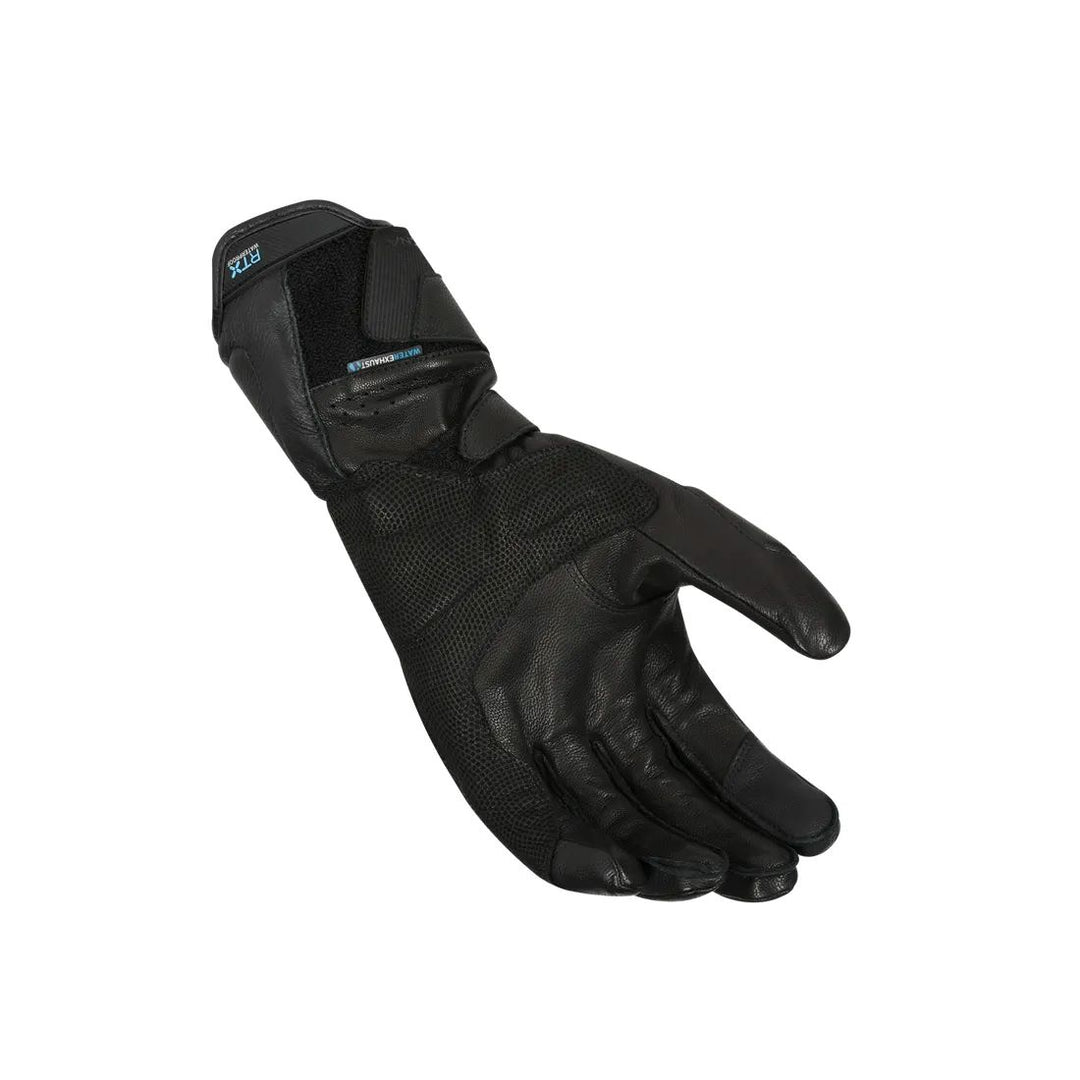 motorcycle gloves macna rapier 2.0 rtx womens goat leather water exhaust touch tip screencleaner tpr protection eva reflection double palm black touring adventure adv palm