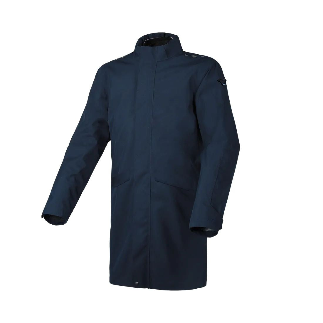 motorcycle jacket macna skye overcoat dynablock air outlet storage travel pouch mesh reflective heat transfers dark blue touring adventure adv front