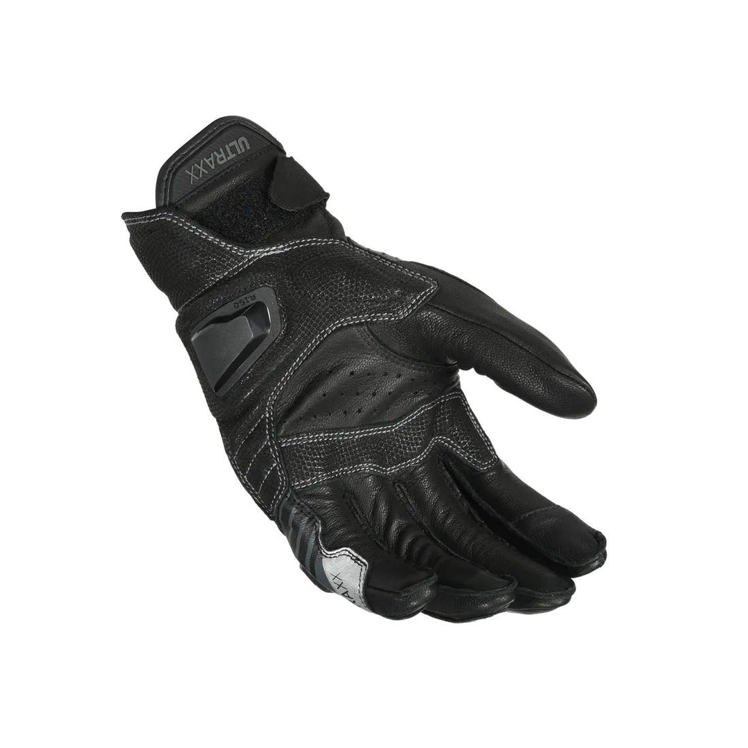 motorcycle gloves macna ultraxx cow goat leather touch tip armax perforated risc protection black touring adventure adv palm