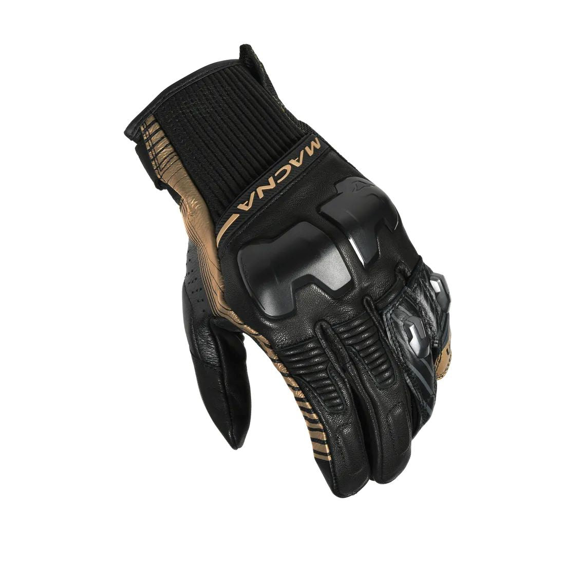 motorcycle gloves macna ultraxx cow goat leather touch tip armax perforated risc protection gold black touring adventure adv top