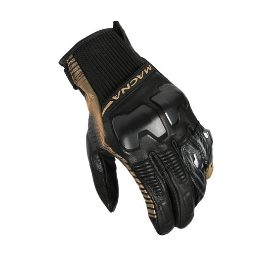 motorcycle gloves macna ultraxx cow goat leather touch tip armax perforated risc protection gold black touring adventure adv top
